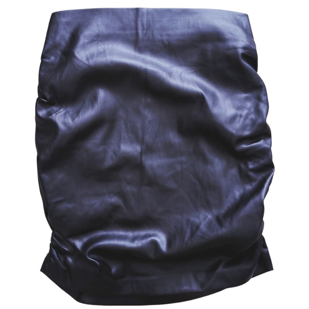 BOA Because of Alice Ruched Leather Mini Skirt Small Black Y2K Night Out Party